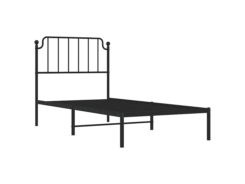 Cadre de lit métal sans matelas avec tête de lit noir 90x200 cm