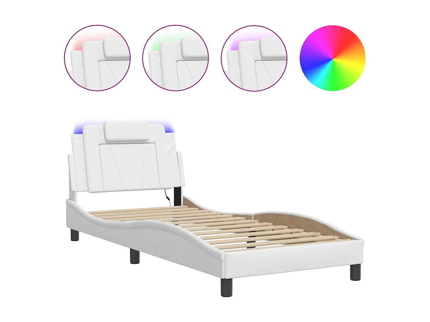 Cadre de lit Viana avec LED sans matelas blanc 90x190 cm