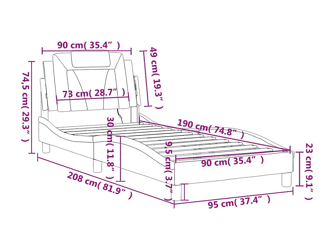 Cadre de lit Viana avec LED sans matelas blanc 90x190 cm