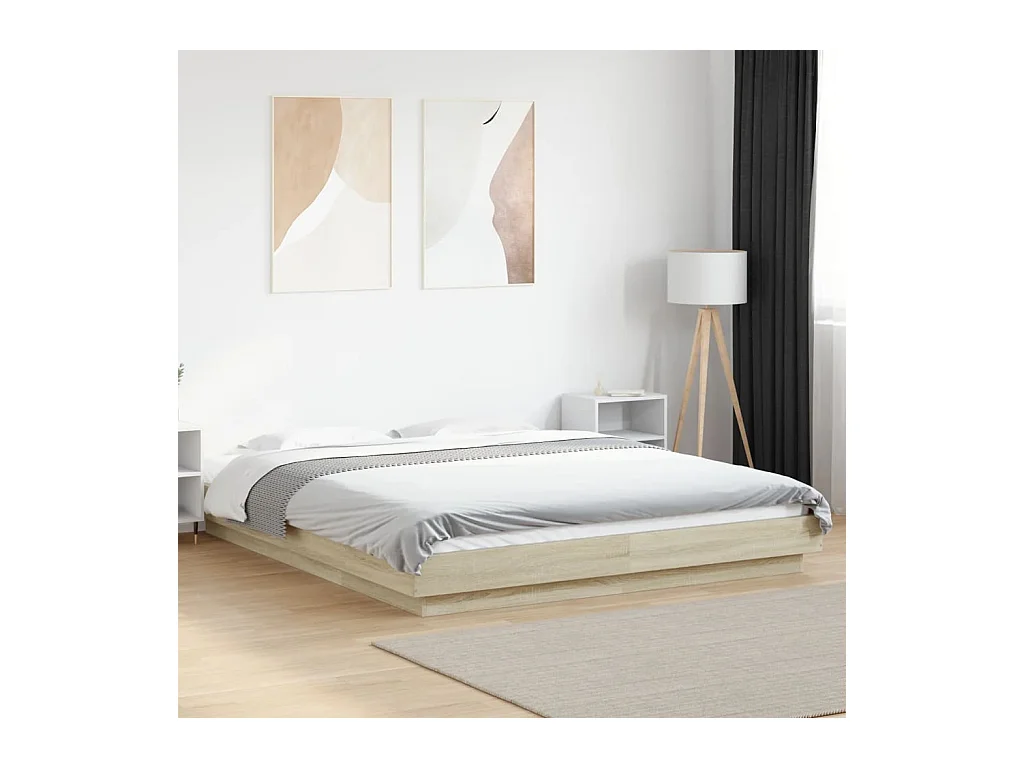 Cadre de lit sans matelas chêne sonoma 160x200 cm