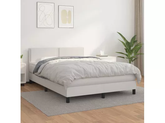 Kauf Unique Boxspringbett mit Matratze Weiß 140x190 cm Kunstleder