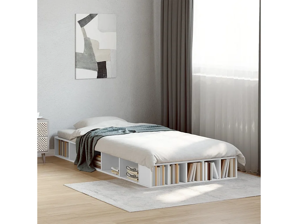 Estructura de cama madera de ingeniería blanca 90x190 cm