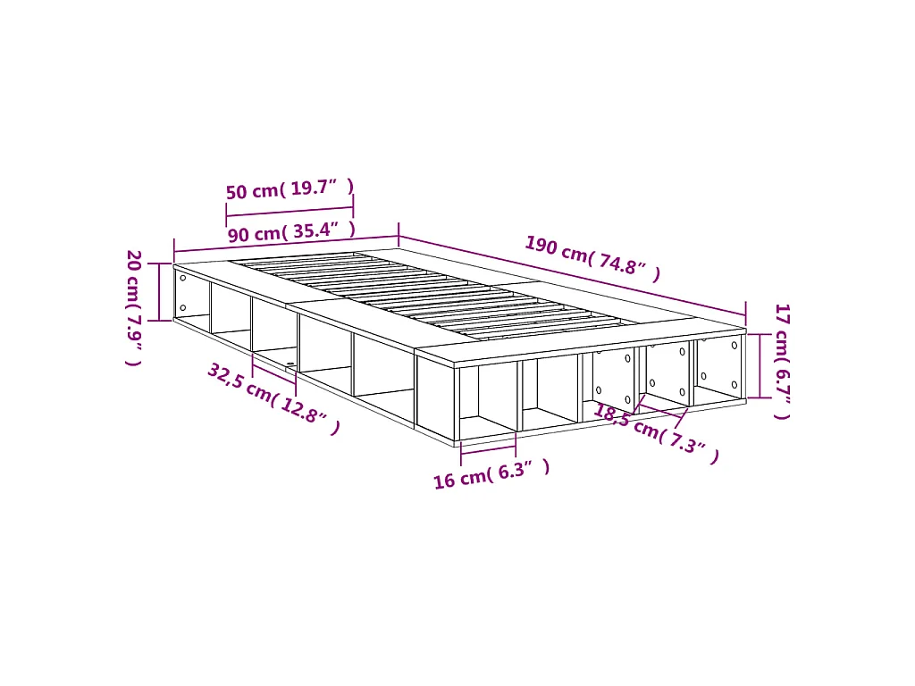 Estructura de cama madera de ingeniería blanca 90x190 cm