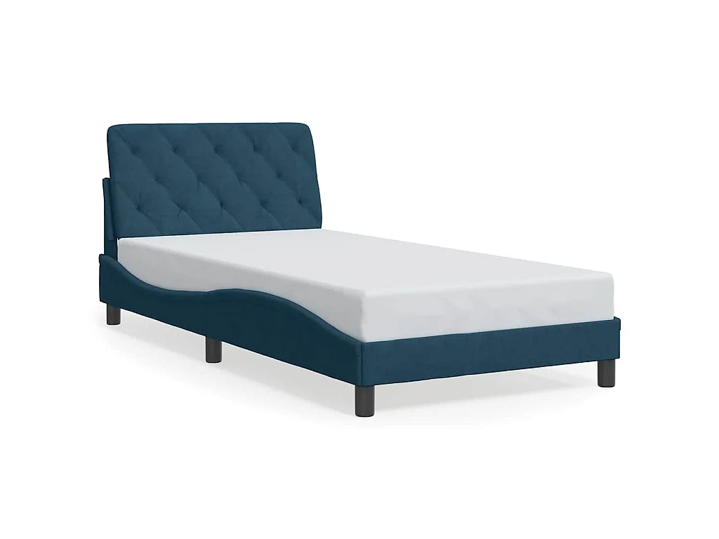 Bedframe met LED zonder matras fluweel blauw 100x200 cm