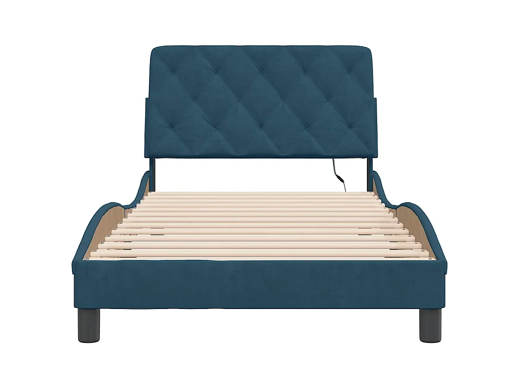 Bedframe met LED zonder matras fluweel blauw 100x200 cm