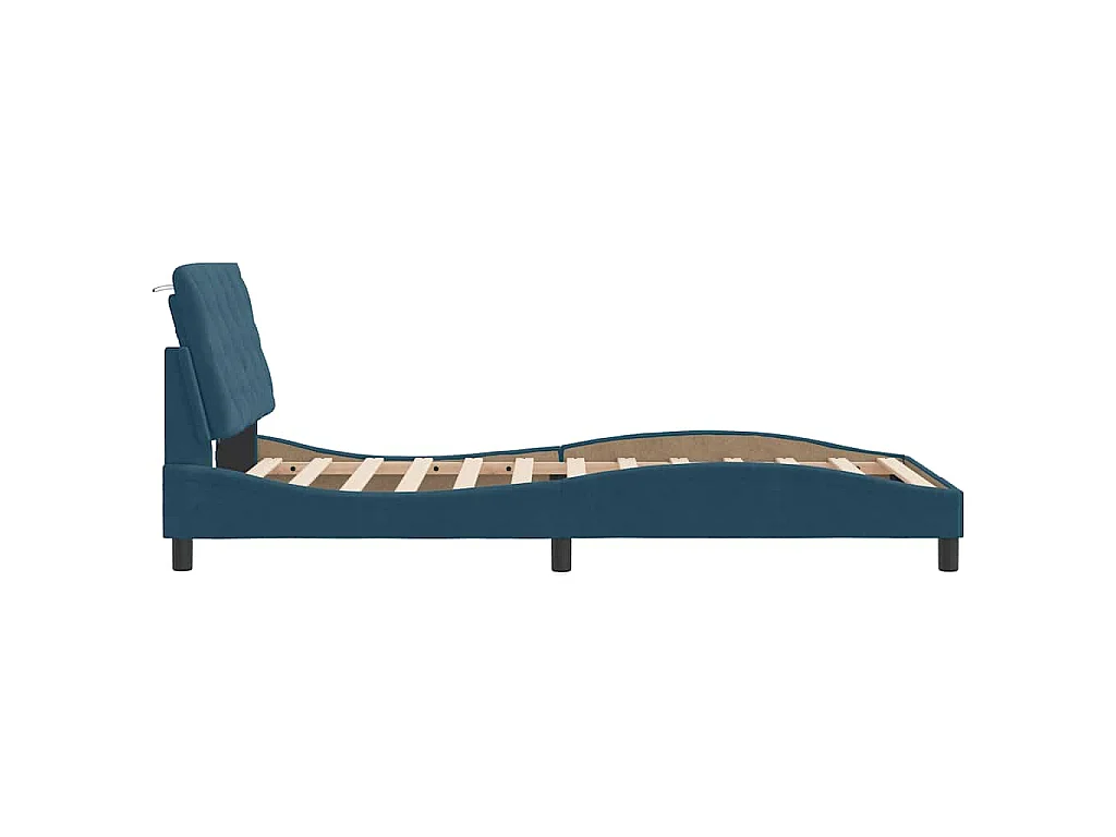 Bedframe met LED zonder matras fluweel blauw 100x200 cm