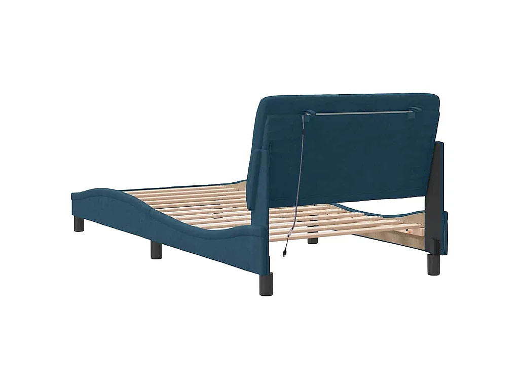 Bedframe met LED zonder matras fluweel blauw 100x200 cm