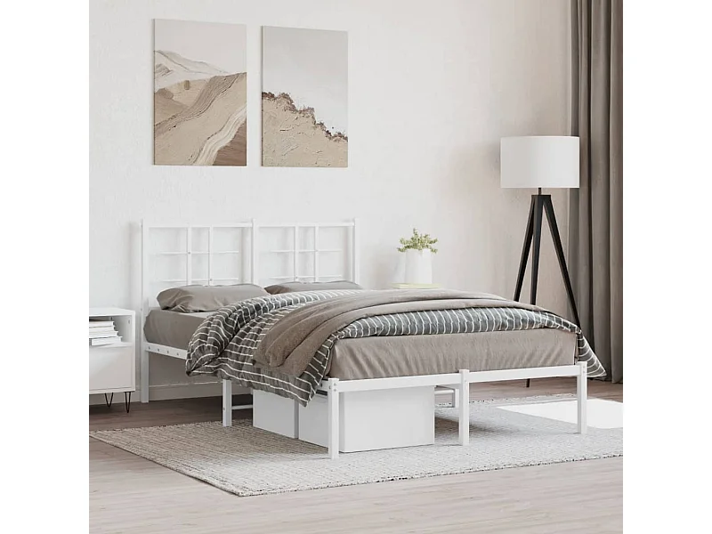 Estrutura de cama com cabeceira 120x190 cm metal branco