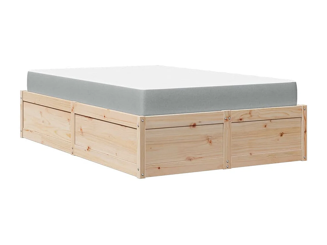 Letto con Materasso 140x190 cm in Legno Massello di Pino