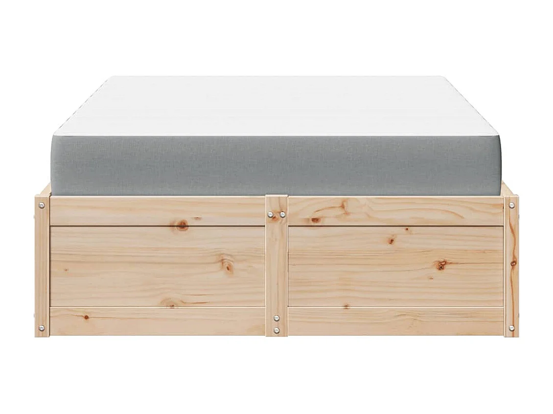 Letto con Materasso 140x190 cm in Legno Massello di Pino