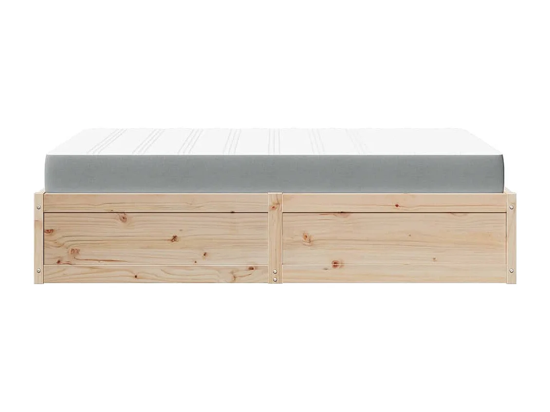 Letto con Materasso 140x190 cm in Legno Massello di Pino