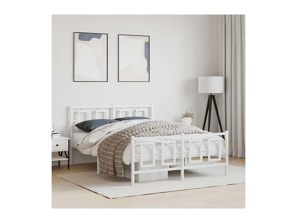 Bedframe met hoofd- en voeteneinde metaal wit 140x190 cm
