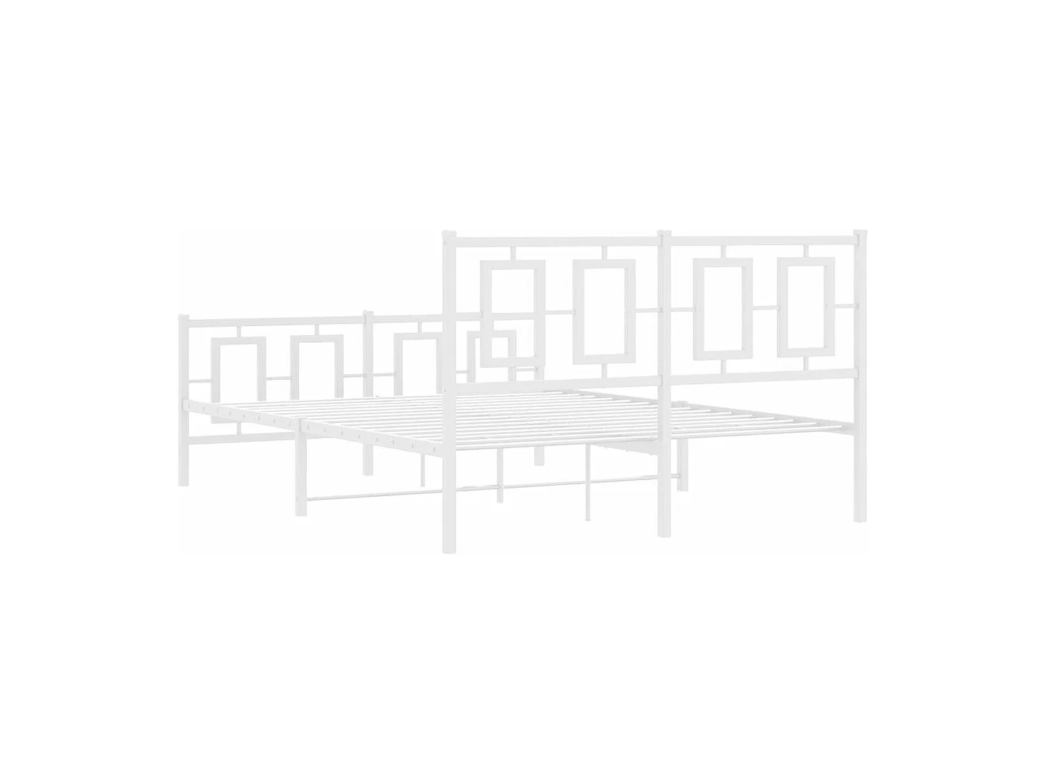 Cadre de lit métal sans matelas et pied de lit blanc 140x190 cm