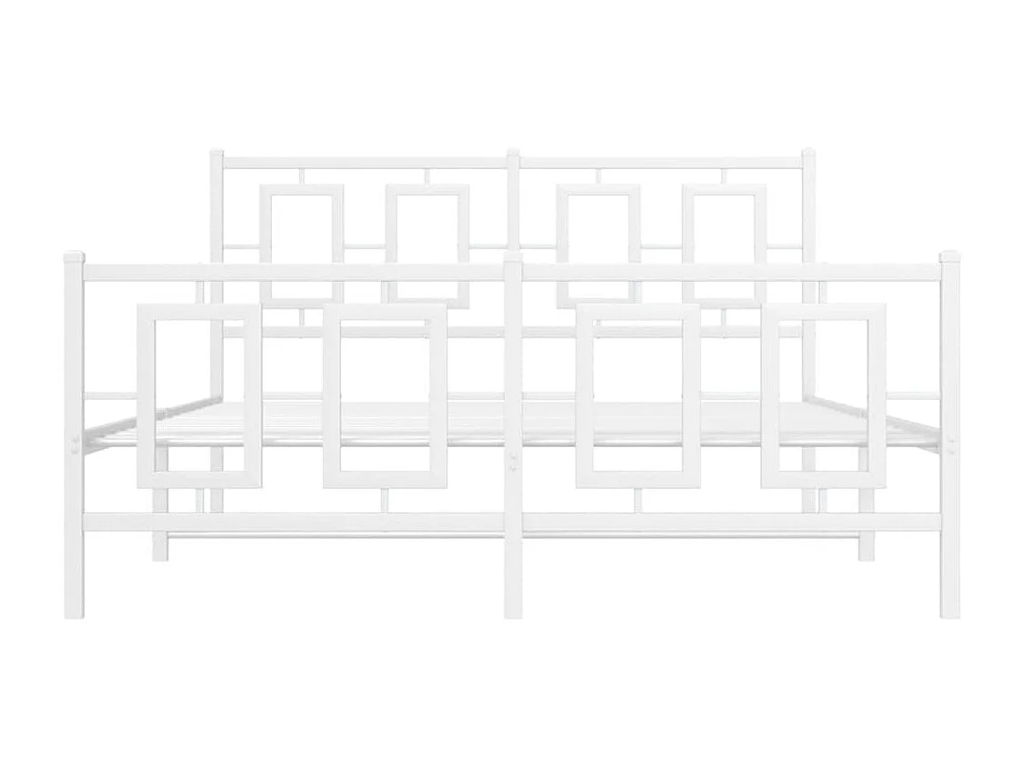 Cadre de lit métal sans matelas et pied de lit blanc 140x190 cm