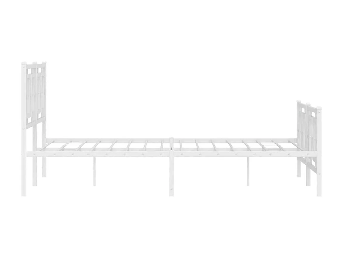 Cadre de lit métal sans matelas et pied de lit blanc 140x190 cm