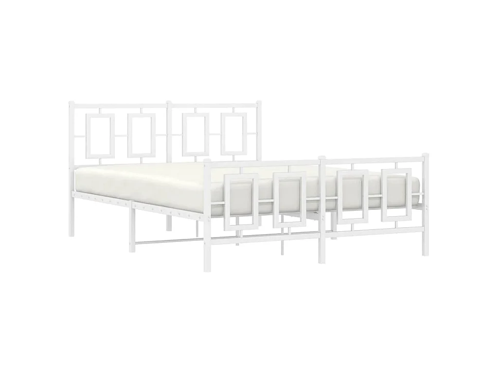 Giroletto con Testiera e Pediera Metallo Bianco 140x190 cm