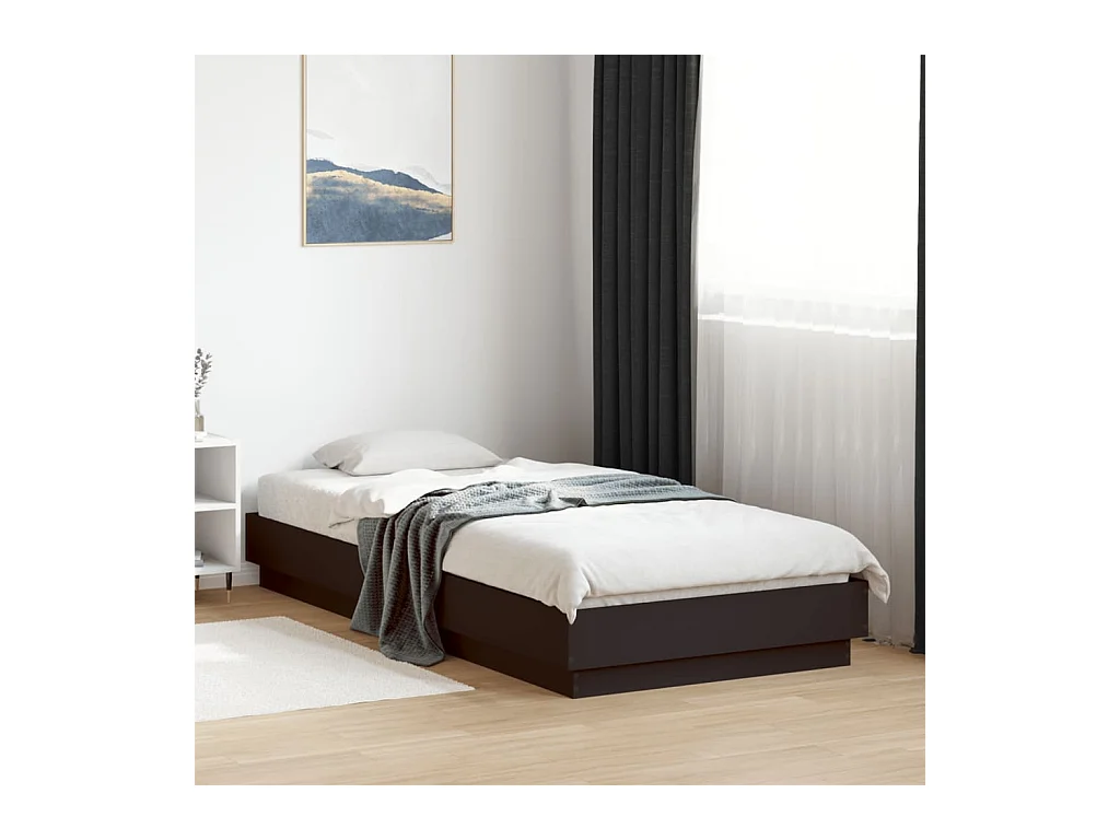 Cadre de lit sans matelas noir 100x200 cm bois d'ingénierie
