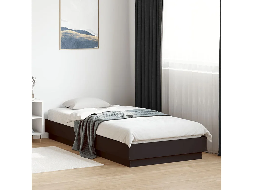 Bedframe bewerkt hout zwart 100x200 cm
