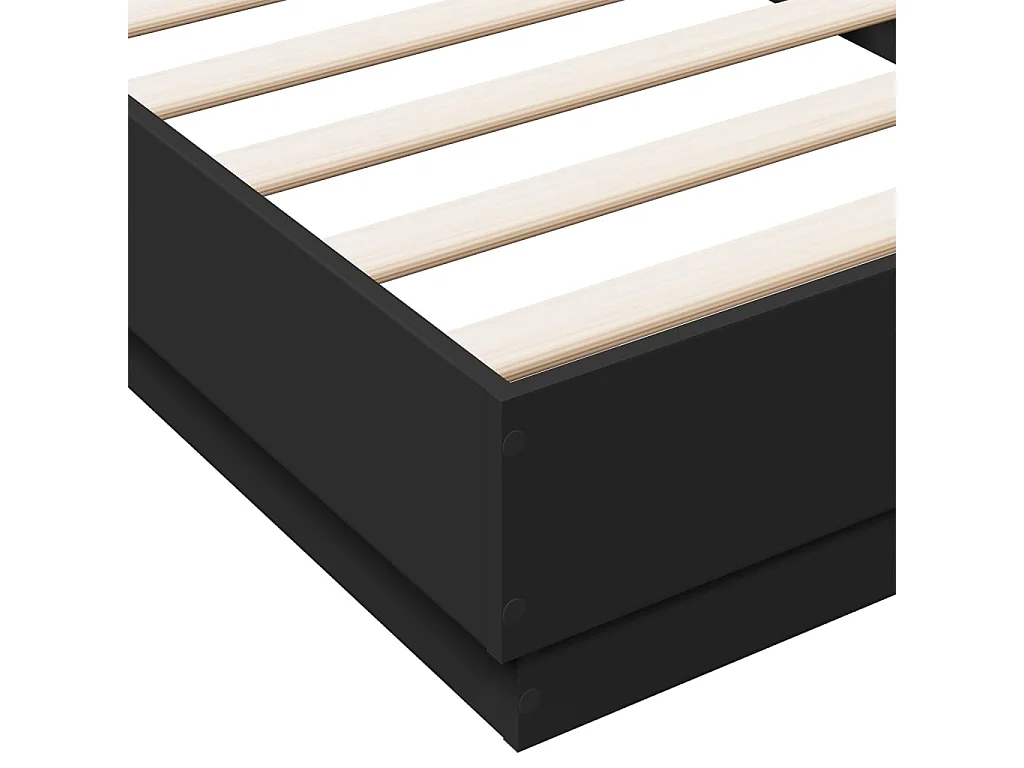 Cadre de lit sans matelas noir 100x200 cm bois d'ingénierie