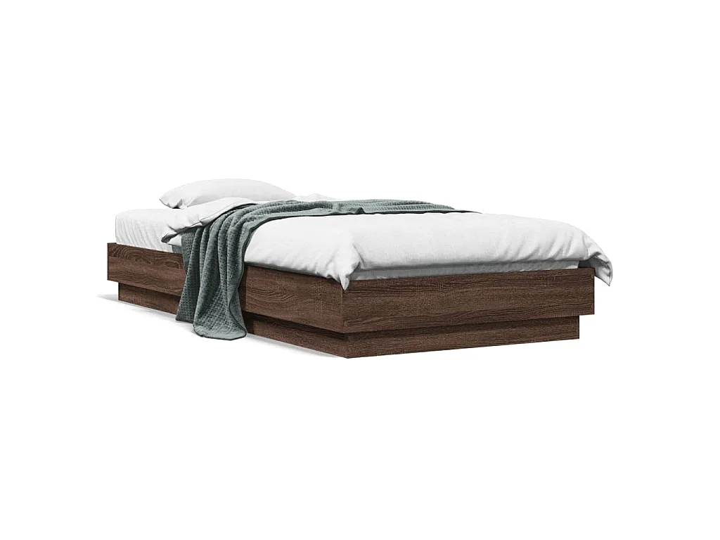 Cadre de lit sans matelas chêne marron 75x190cm bois ingénierie