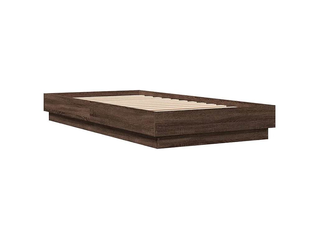 Cadre de lit sans matelas chêne marron 75x190cm bois ingénierie