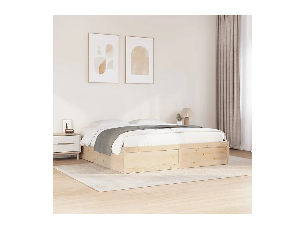 Letto senza Materasso 180x200 cm in Legno Massello di Pino