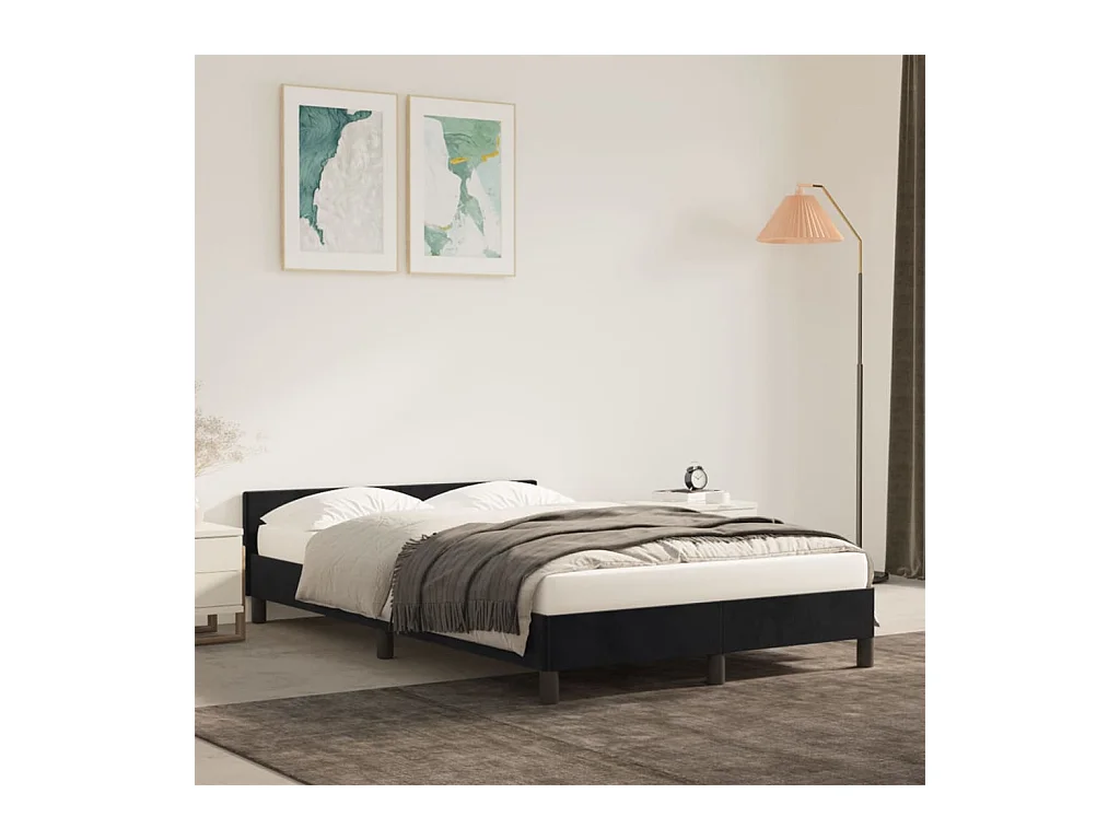 Giroletto senza Materasso Nero 120x190 cm Velluto