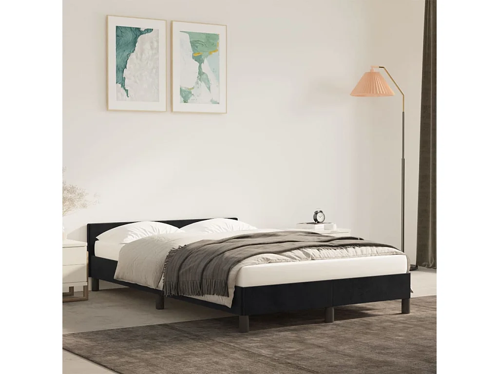 Cadre de lit sans matelas noir 120x190 cm velours