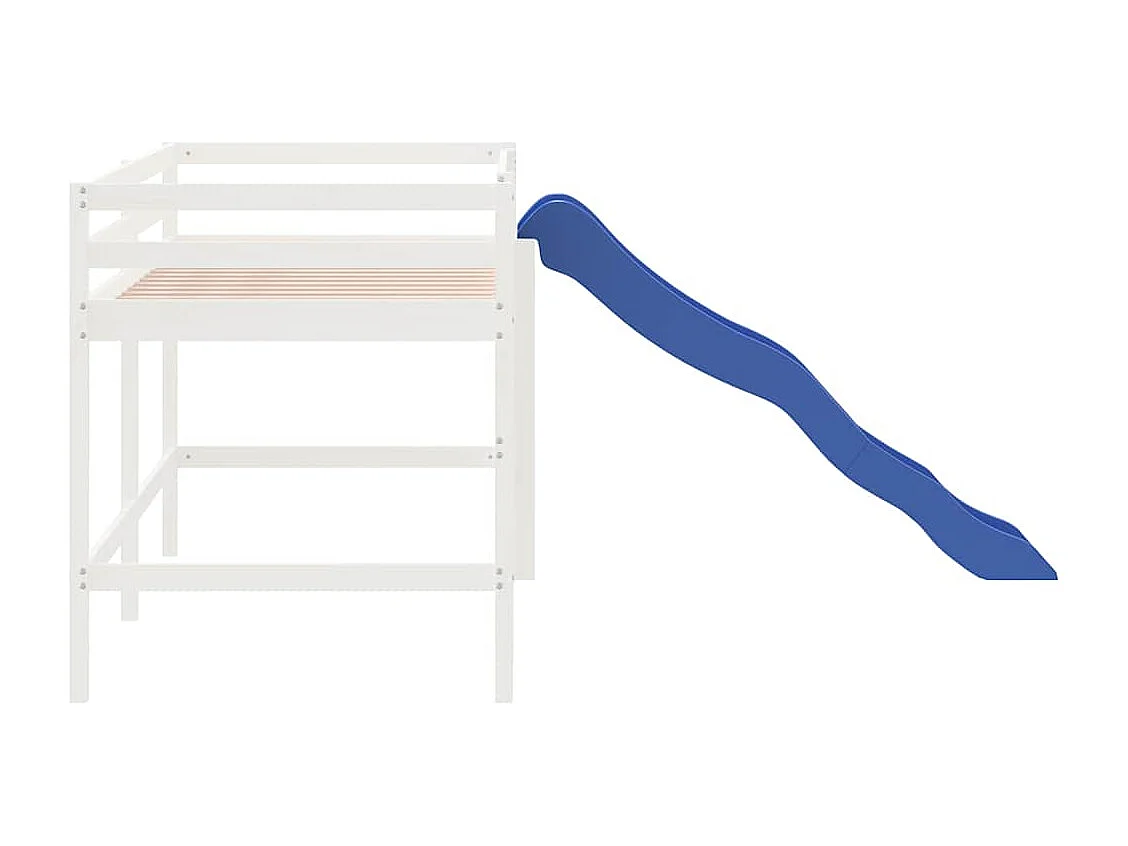 Kinderhochbett mit Rutsche Weiß 90x190 cm Massivholz Kiefer