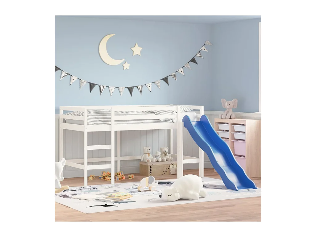Lit mezzanine d'enfants sans matelas avec toboggan 90x190 cm