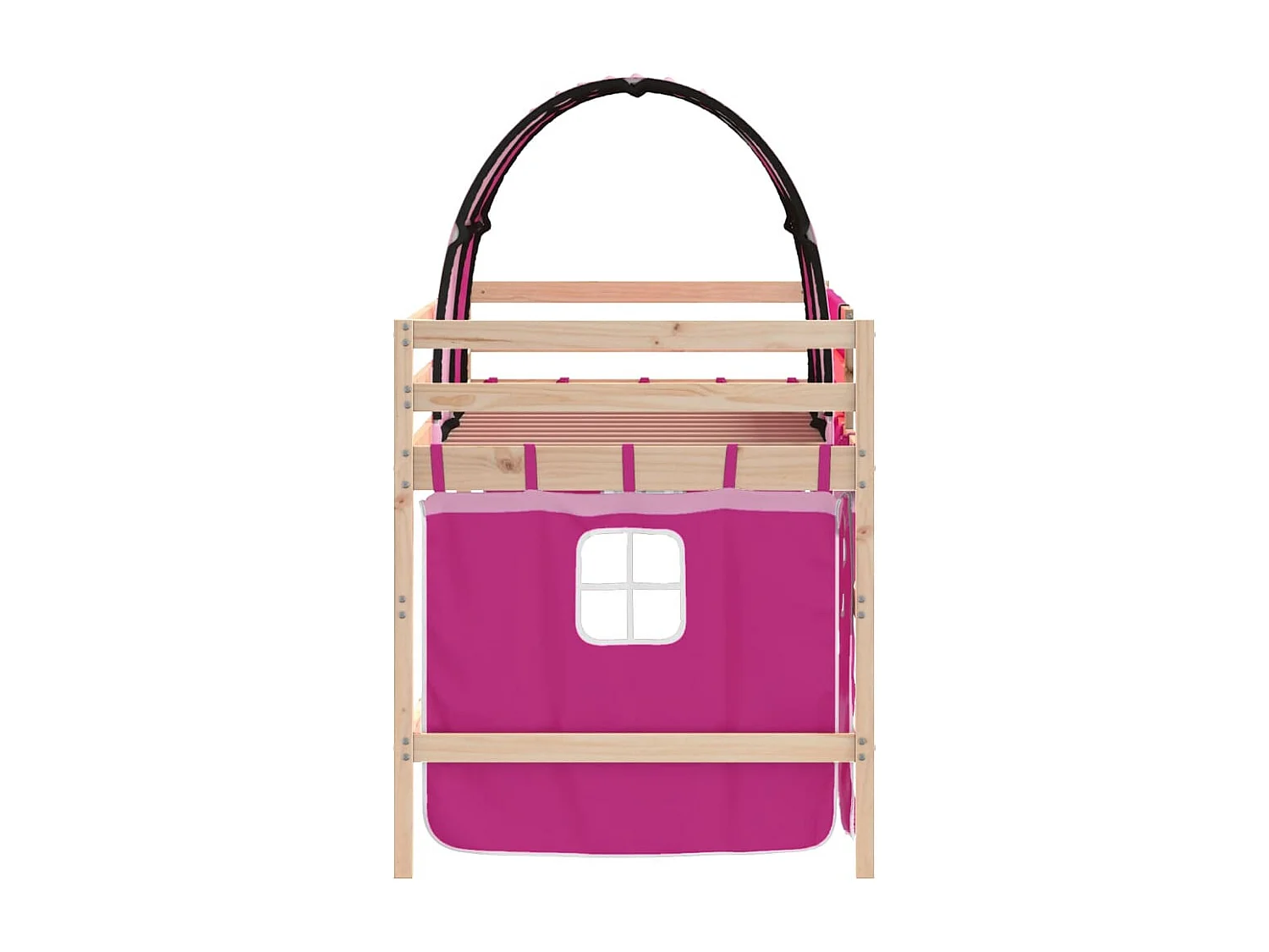 Lit mezzanine enfants avec tunnel sans matelas rose 80x200 cm