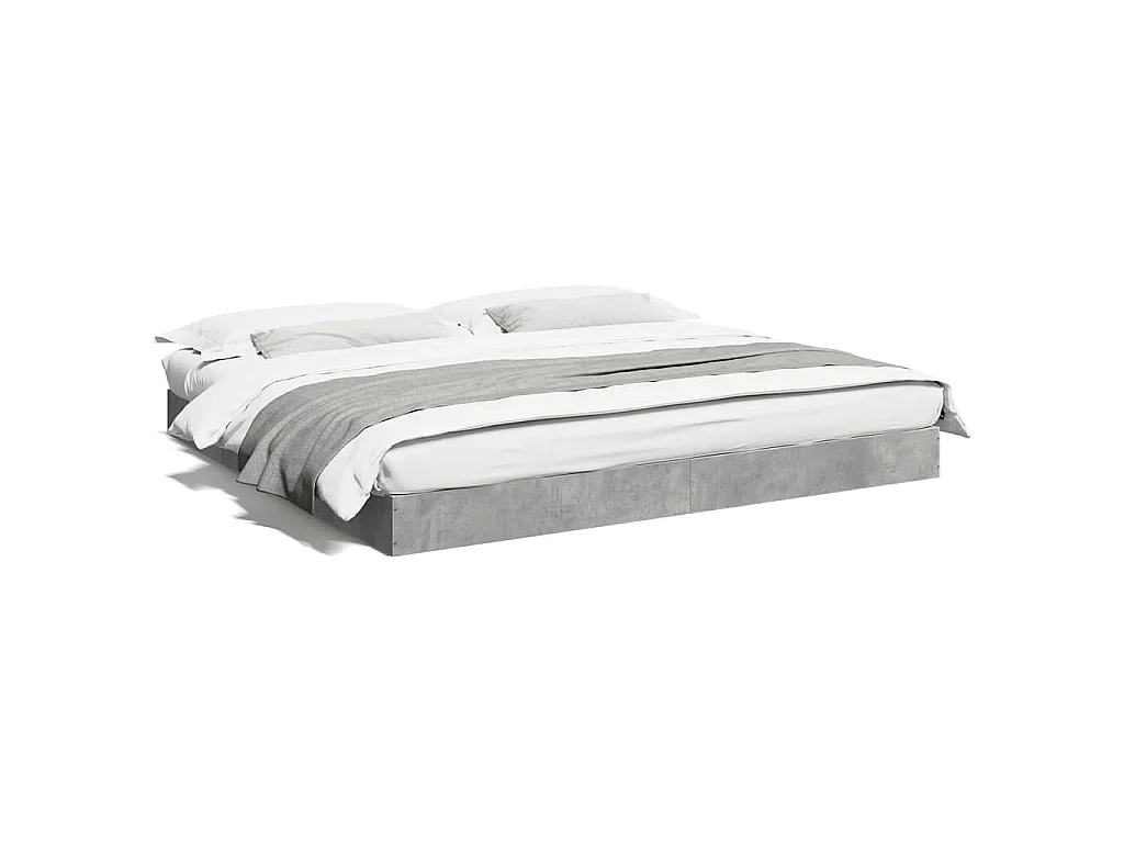 Cadre de lit sans matelas gris béton 180x200 cm