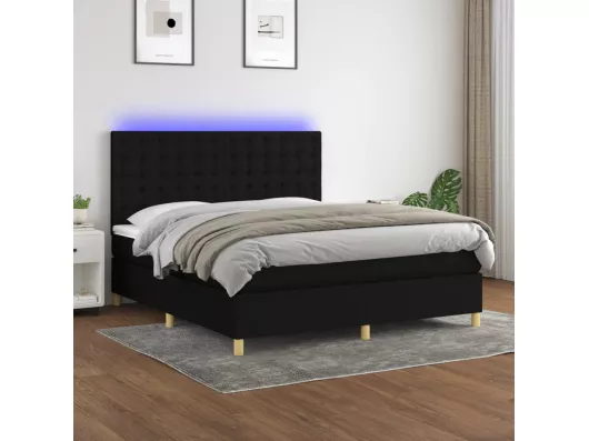 Kauf Unique Boxspringbett mit Matratze & LED Schwarz 180x200 cm Stoff