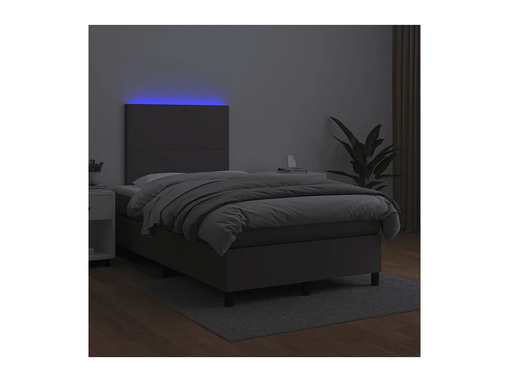 Boxspringbett mit Matratze & LED Grau 120x190 cm Kunstleder