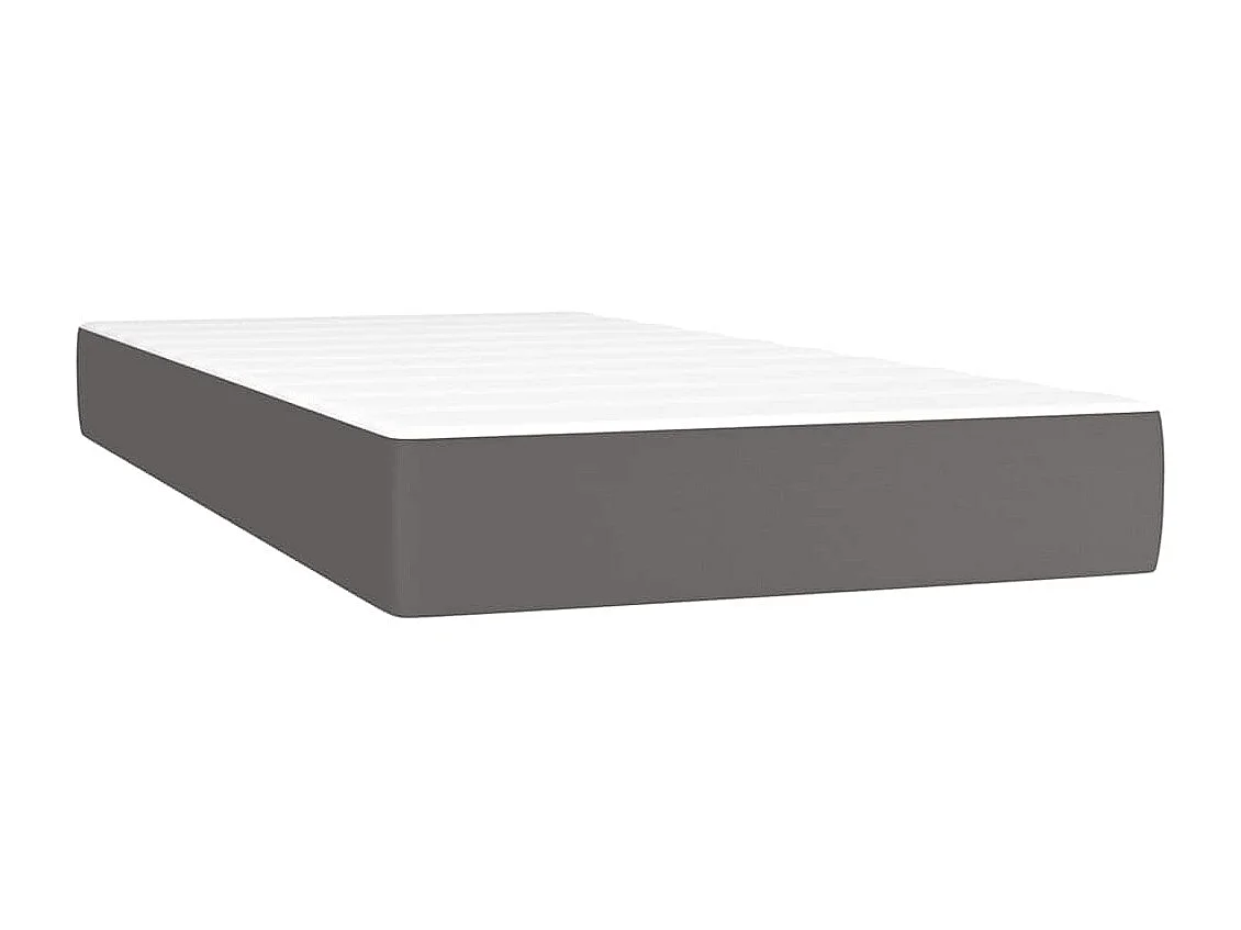 Sommier à lattes de lit matelas LED gris 120x190 cm similicuir