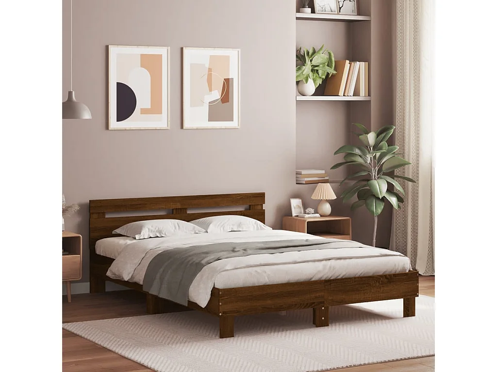 Cadre de lit sans matelas chêne marron 140x200 cm