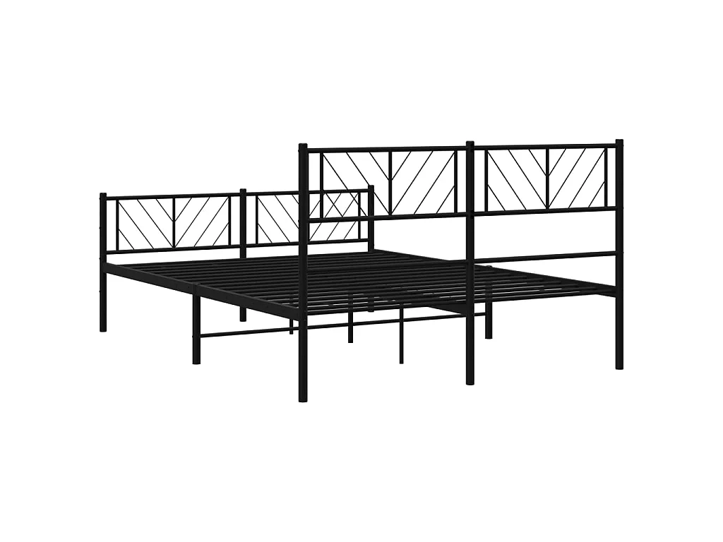 Cadre de lit métal sans matelas avec pied de lit noir 140x190cm