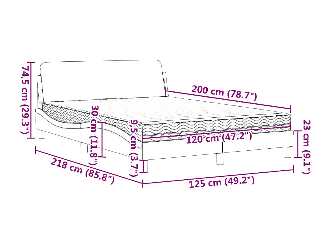 Cama com colchão Dover 120x200 cm tecido cor creme