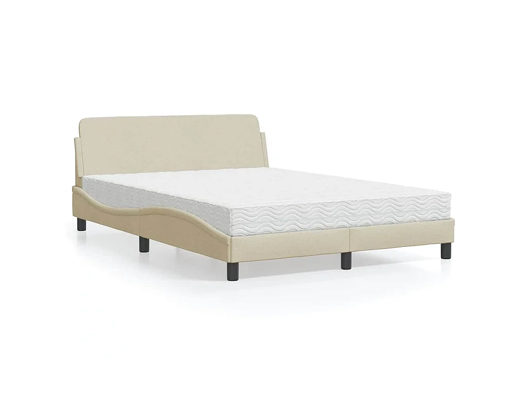Bett mit Matratze "Dover" Creme 120x200 cm Stoff