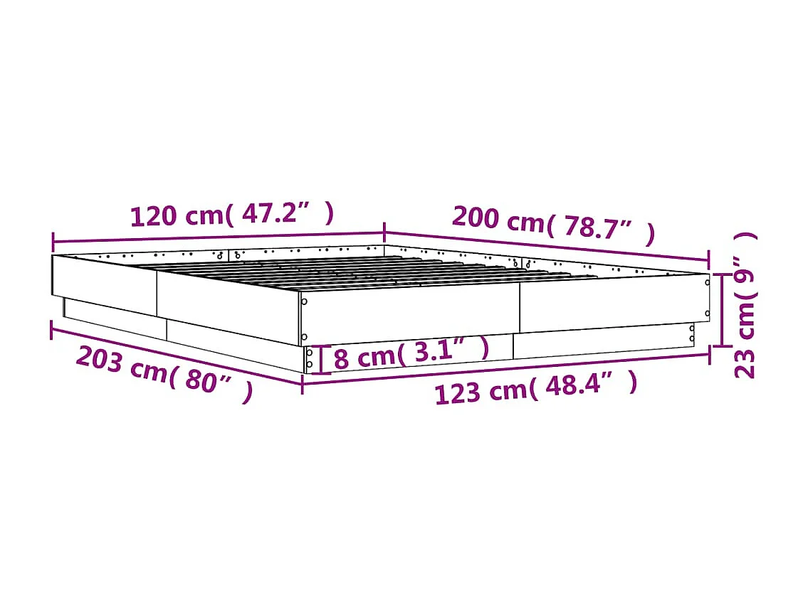 Cadre de lit sans matelas chêne sonoma 120x200 cm