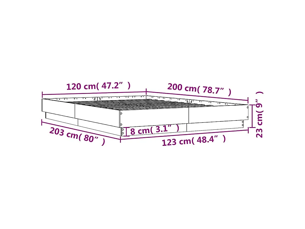 Cadre de lit sans matelas chêne sonoma 120x200 cm