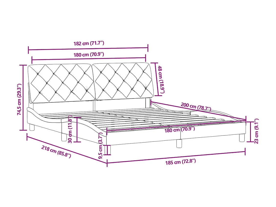 Bedframe zonder matras 180x200 cm fluweel lichtgrijs