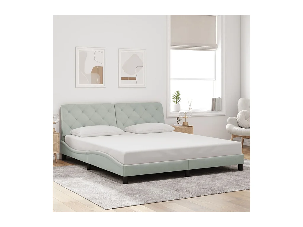 Estrutura de cama sem colchão 180x200 cm veludo cinzento-claro