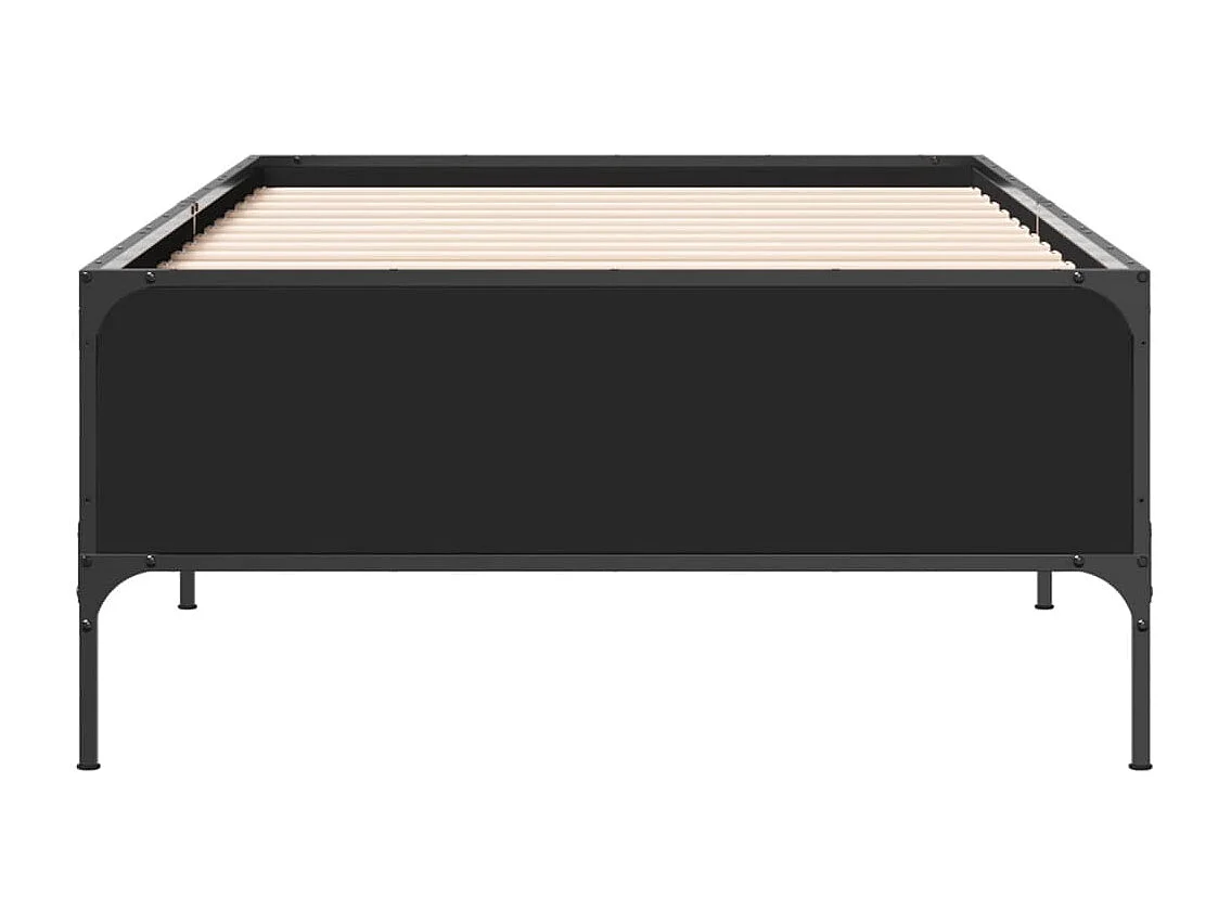 Bedframe bewerkt hout en metaal zwart 75x190 cm