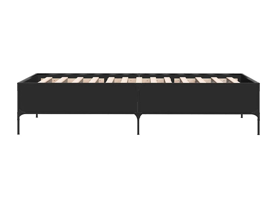 Bedframe bewerkt hout en metaal zwart 75x190 cm