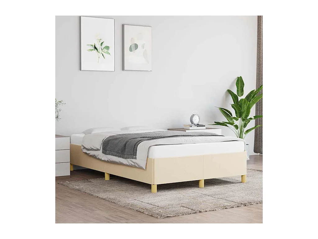Cadre de lit sans matelas crème 120x190 cm tissu