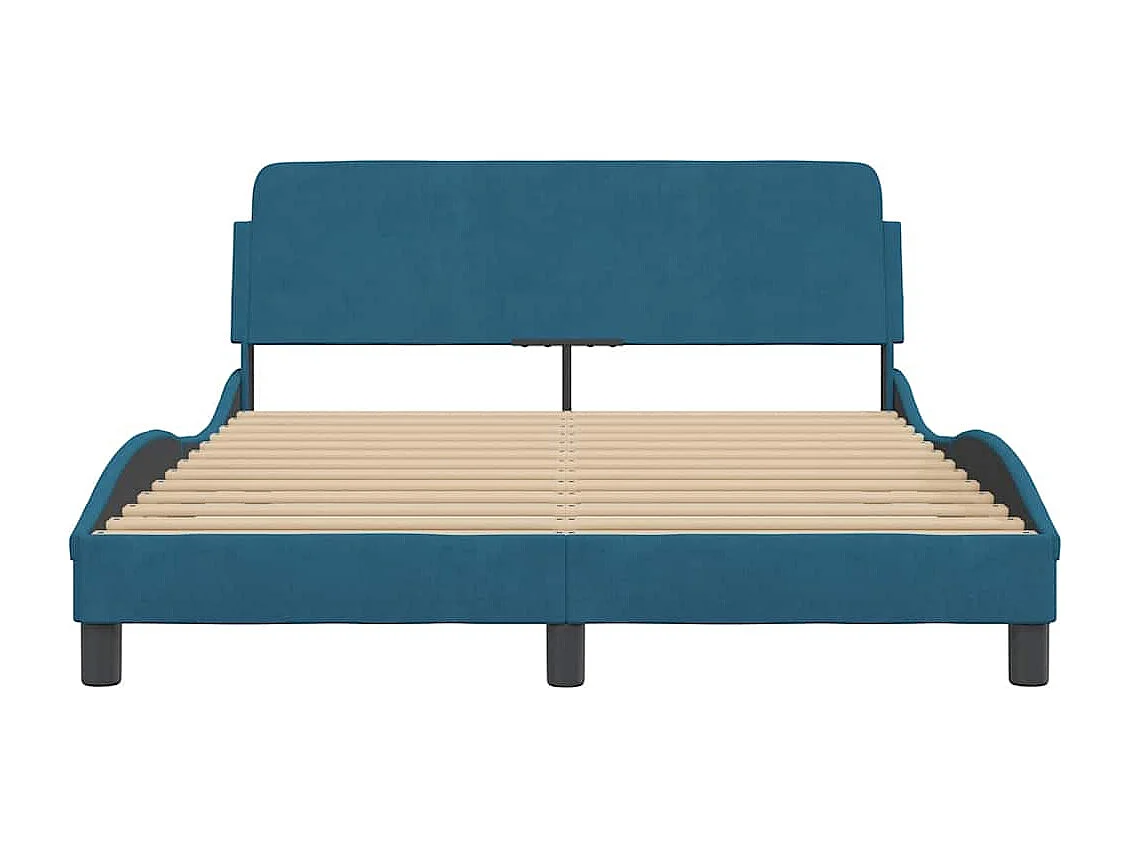 Cadre de lit avec tête de lit Dover bleu 140x190cm velours