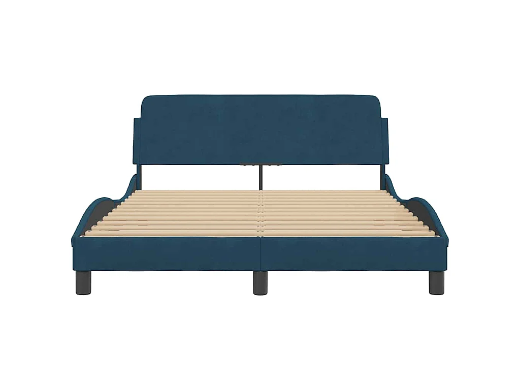 Cadre de lit avec tête de lit Dover bleu 140x190cm velours