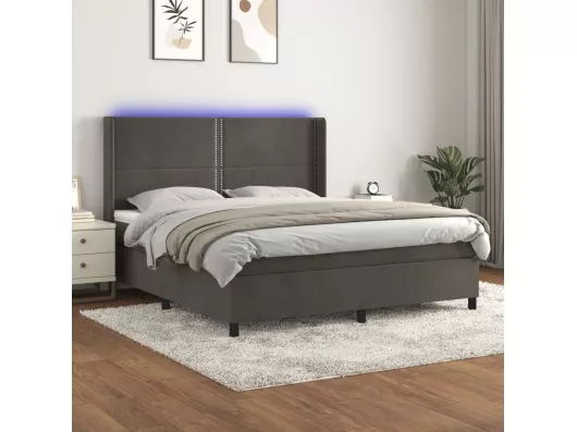 Kauf Unique Boxspringbett mit Matratze & LED Dunkelgrau 180x200 cm Samt