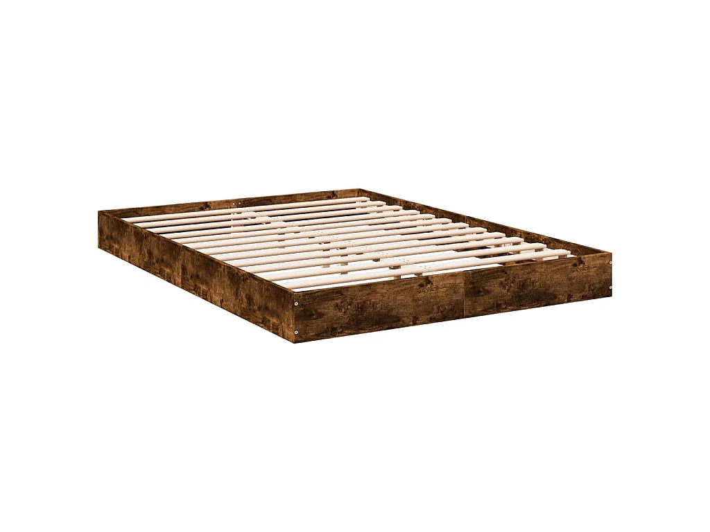 Cadre de lit sans matelas chêne fumé 140x200 cm bois ingénierie